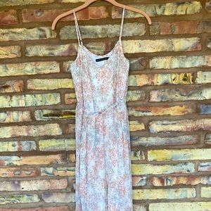 Aesthetic Abercrombie and Fitch XS ribbed floral grey/pink midi tank dress 🌸